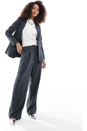 VERO MODA Rita tailored wide leg dad trouser co-ord in asphalt