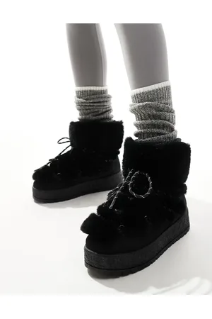 South Beach Faux Fur Lace Up Snow Boots in