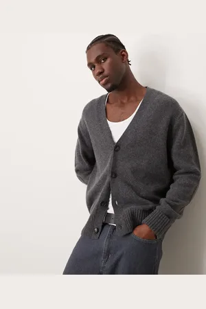 MANGO Regular fit button down cardigan in charcoal