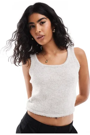 Pieces® Knitted tank top co-ord in dove