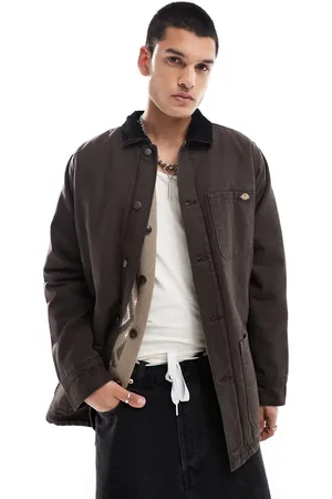 Dickies Duck canvas high pile fleece lined chore jacket in dark