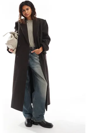 Weekday Logan wool blend oversized double breasted coat in herringbone