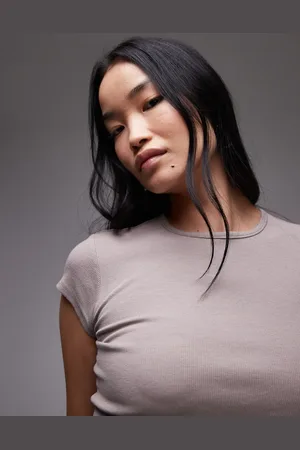 MANGO Ribbed baby tee in beige