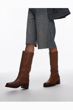 Bronx Kyley knee boots in cognac vintage leather