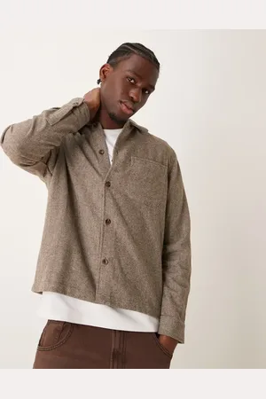 New Look Brushed twill overshirt in stone