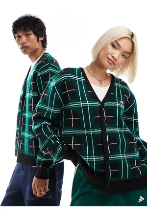 Dickies Knitted plaid cardigan in and green