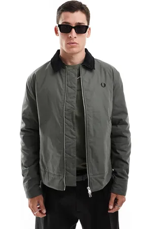 Fred Perry Caban worker jacket in dark with cord collar