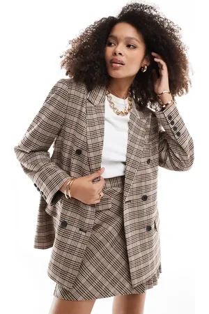 French Connection Double-breasted blazer in check co-ord