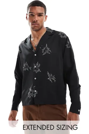 ASOS Boxy oversized deep revere shirt with heart print in