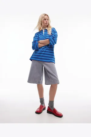Topshop Stripe long sleeve polo in