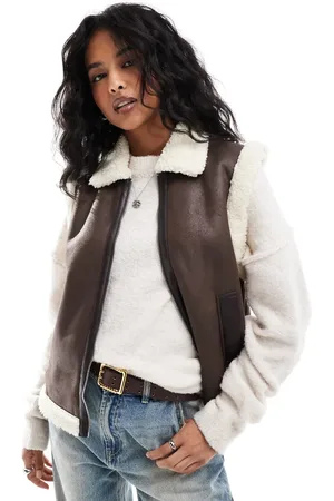 ONLY Aviator shearling gilet in