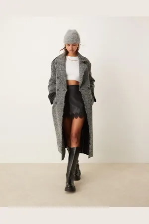 ASOS Premium bonded dad coat in herringbone