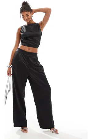 VERO MODA Wide leg satin trouser co-ord in