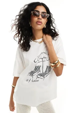 4th & Reckless Bella beach t shirt co-ord in off