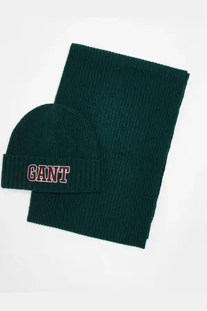 GANT 1949 logo knit beanie and scarf gift set in