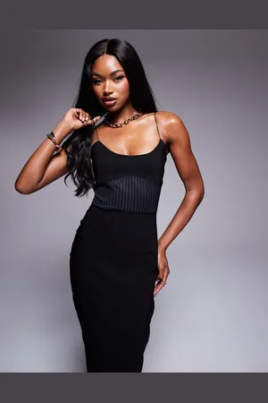 Vesper Bengaline strappy cami midaxi dress in