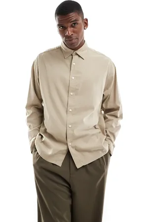 JACK & JONES Boxy straight hem shirt in beige
