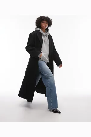 Topshop Brushed popper coat in