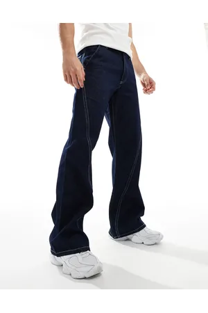 ASOS Wide flare jeans with contrast stitching in rinse wash