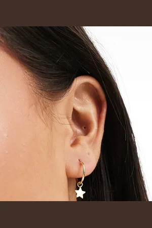 Kingsley Ryan Star and moon charm hoop earrings in plated