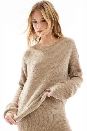 VERO MODA Fluffy jumper co-ord in beige