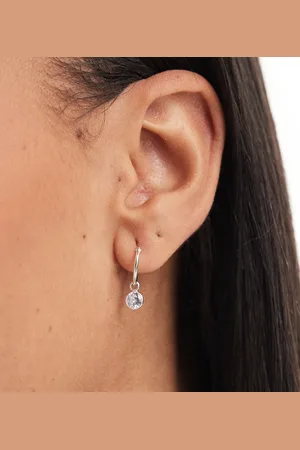 Kingsley Ryan Crystal charm hoop earrings in sterling