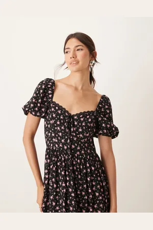 Miss Selfridge Corset maxi dress in ditsy print
