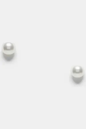 Kingsley Ryan Flat pearl stud earrings in sterling
