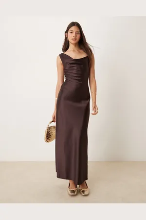 Miss Selfridge Cowl neck satin midi slip dress