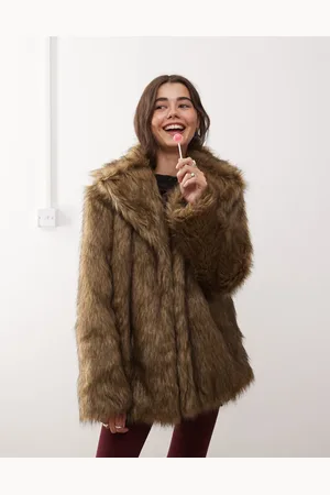 Motel Lupita longline faux fur jacket in