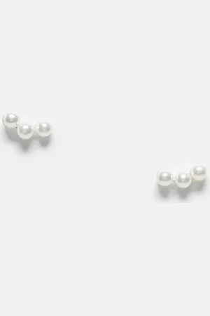 Kingsley Ryan Triple pearl stud earrings in sterling