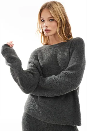 VERO MODA Fluffy jumper co-ord in asphalt