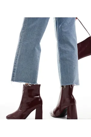 Raid Tetlee block heel ankle boots in burdundy patent