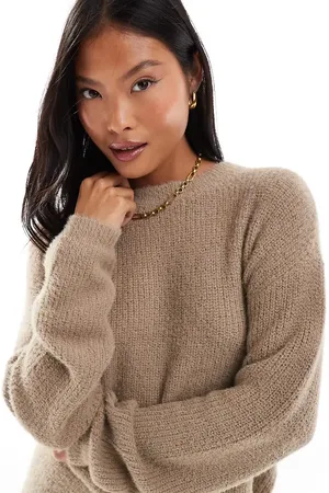 VERO MODA Fluffy jumper co-ord in beige