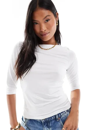 VERO MODA Boat neck fitted 3/4 sleeve t-shirt in