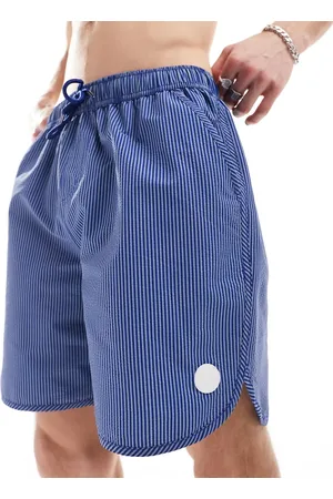 Native Youth Textured stripe mid length swim shorts in cobalt
