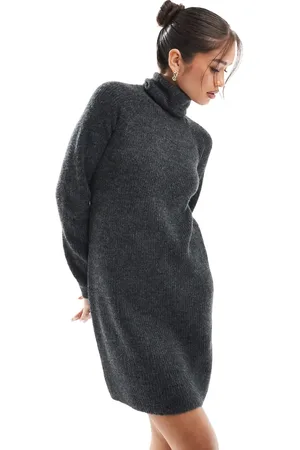 Pieces® Roll neck mini jumper dress in dark