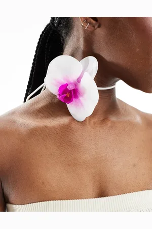 Kaiia Tropical flower choker in and purple