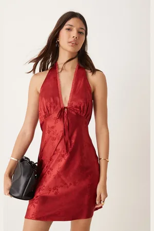 Miss Selfridge Jacquard halter mini dress