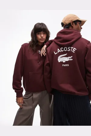 Lacoste Front logo hoodie in burgundy