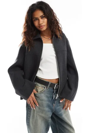 Weekday Ari wool blend jacket in dark melange