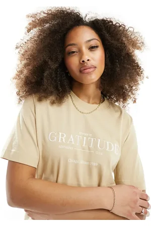 JDY Embroidered jersey top in cream