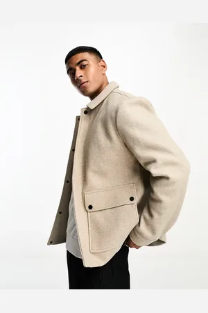 Only & Sons Padded check worker jacket in beige