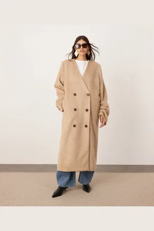 ASOS Wool mix oversized double breasted coat in oatmeal