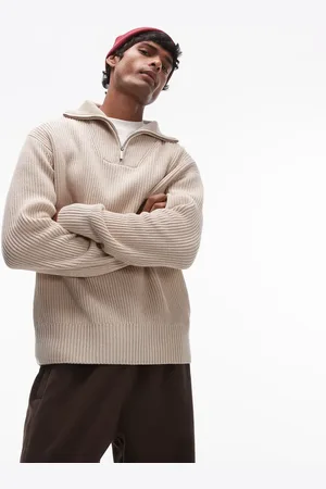 SELECTED Half zip jumper in cream