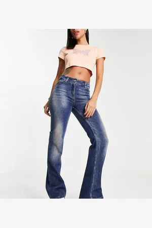 COLLUSION Rigid flare jeans in dark y2k wash - MBLUE