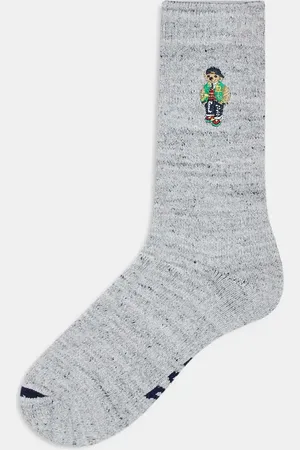 Ralph Lauren Cotton blend crew socks with bear logo in