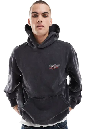 Only & Sons Relaxed fit hoodie with NY print in washed