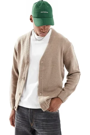 Only & Sons Drop shoulder knit cardigan in taupe