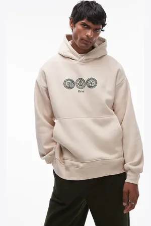 SELECTED Oversized hoodie in beige with central print